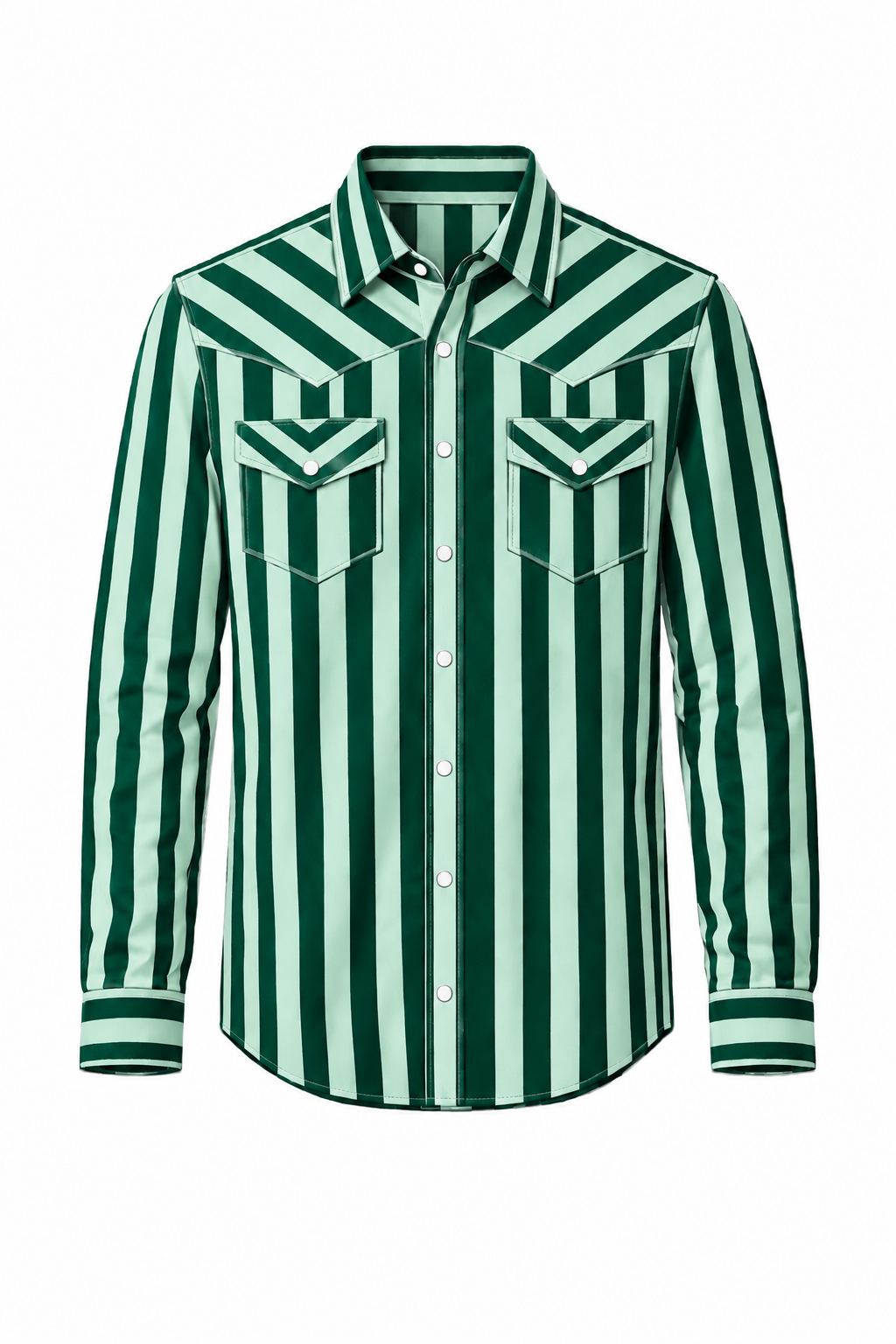 Emerald & Mint Wide Stripe - Youth LS Performance Pearl Snap Shirt (6pcs)