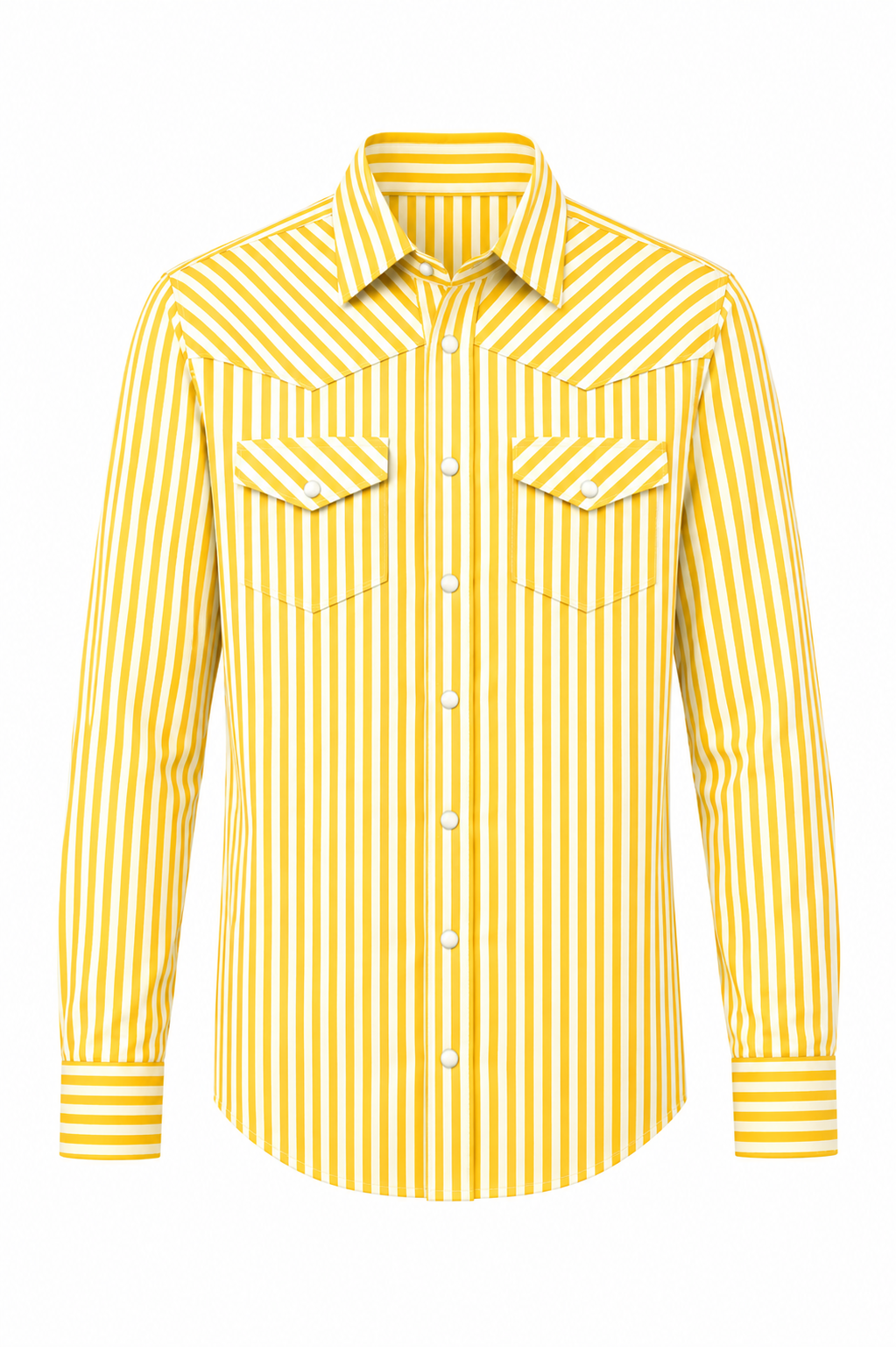 Yellow & White Stripe- Toddler LS Performance Pearl Snap Shirt (6pcs)