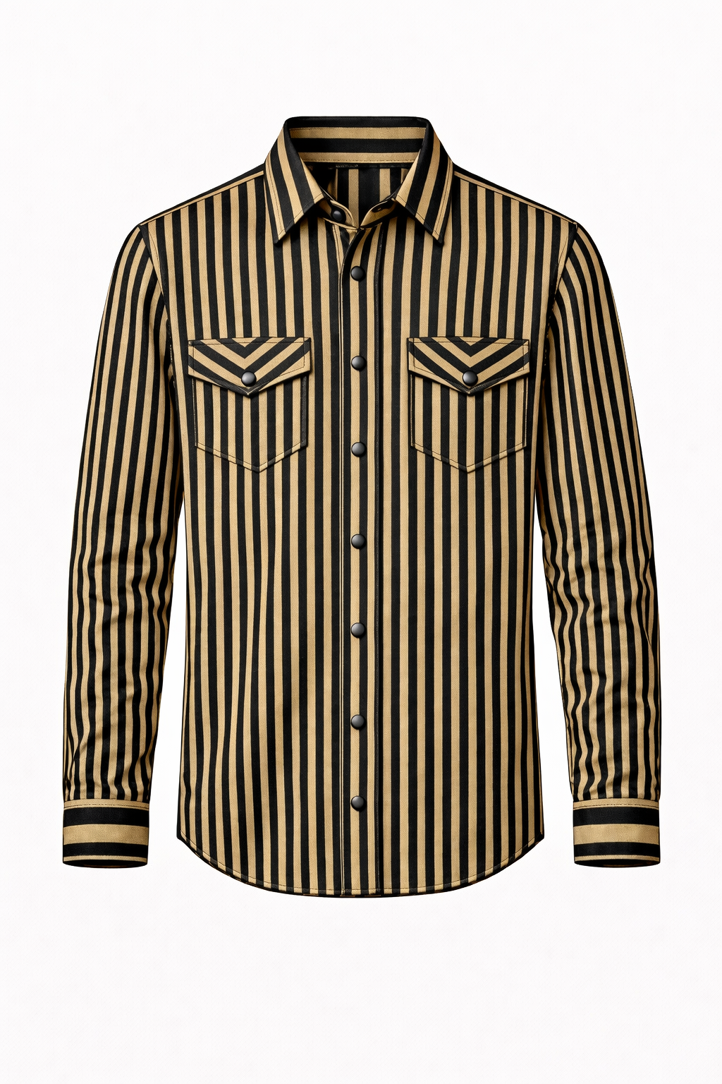 Black & Tan 1/4" Stripe - Toddler Performance LS Pearl Snap - 2 Rowels Ranch & Rodeo Wear