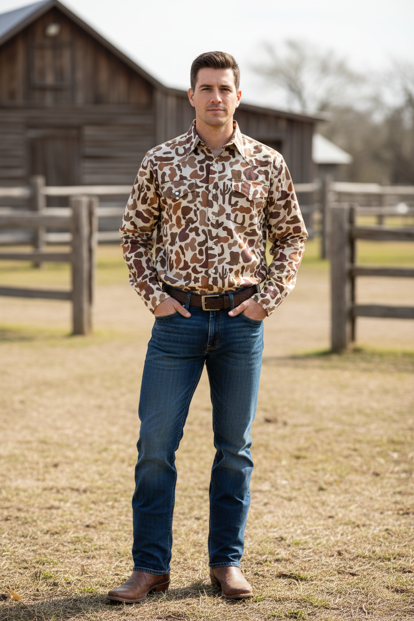 Western Camo - Youth Performance LS Pearl Snap 22/PC