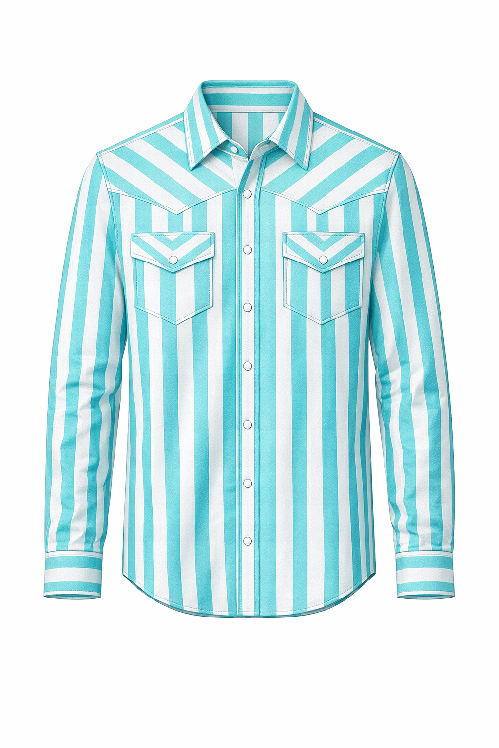 Turq & Wht - Youth Performance LS Pearl Snap