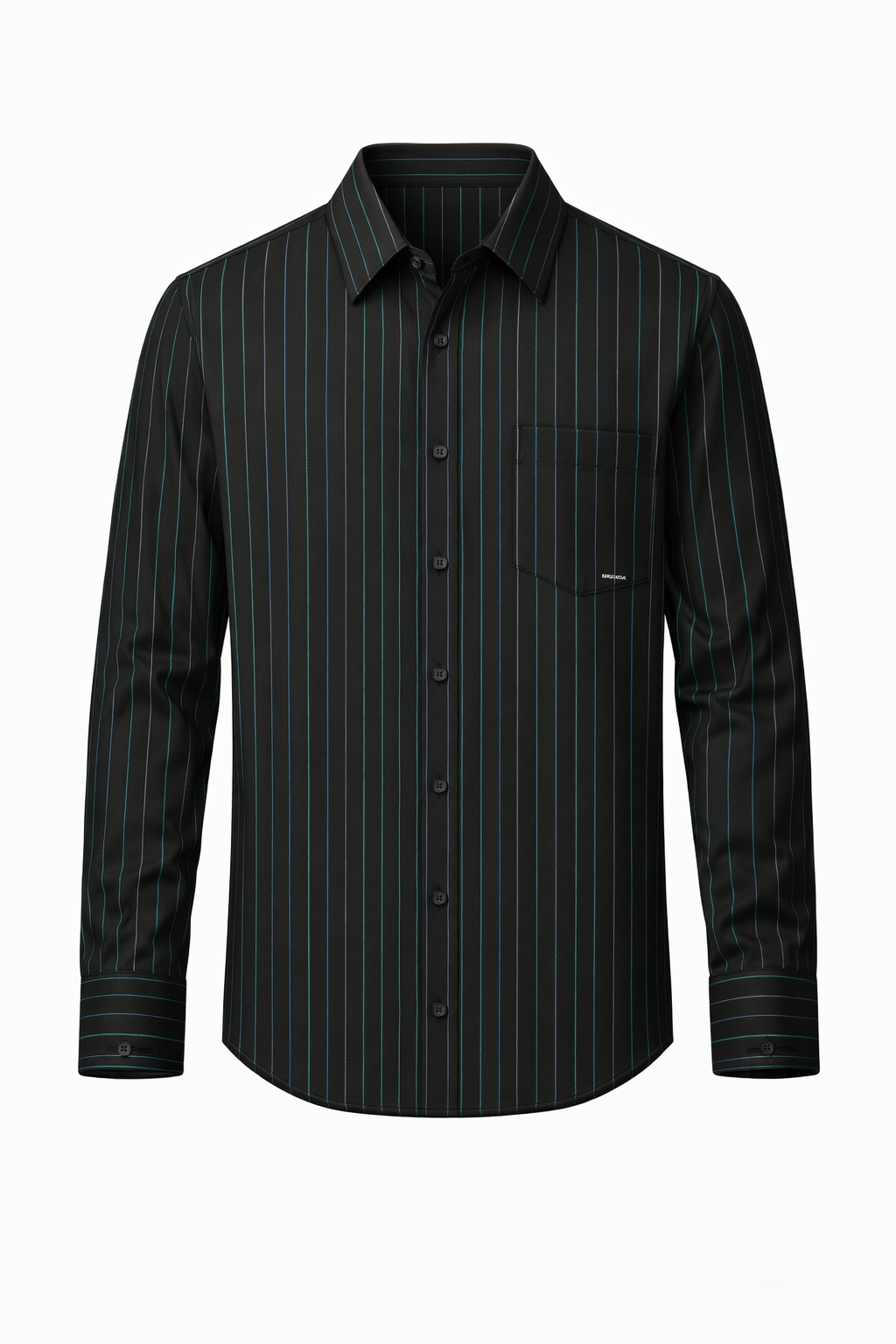 TRRR200  -BLACK TURQ PINSTRIPE DRESS SHIRT