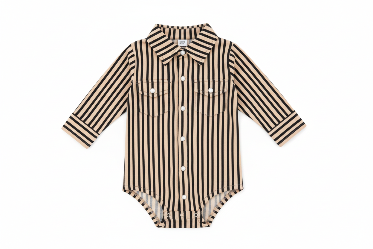 Black Tan -  Infant Performance LS Pearl Snap Onsie (6PCS) 18/PC