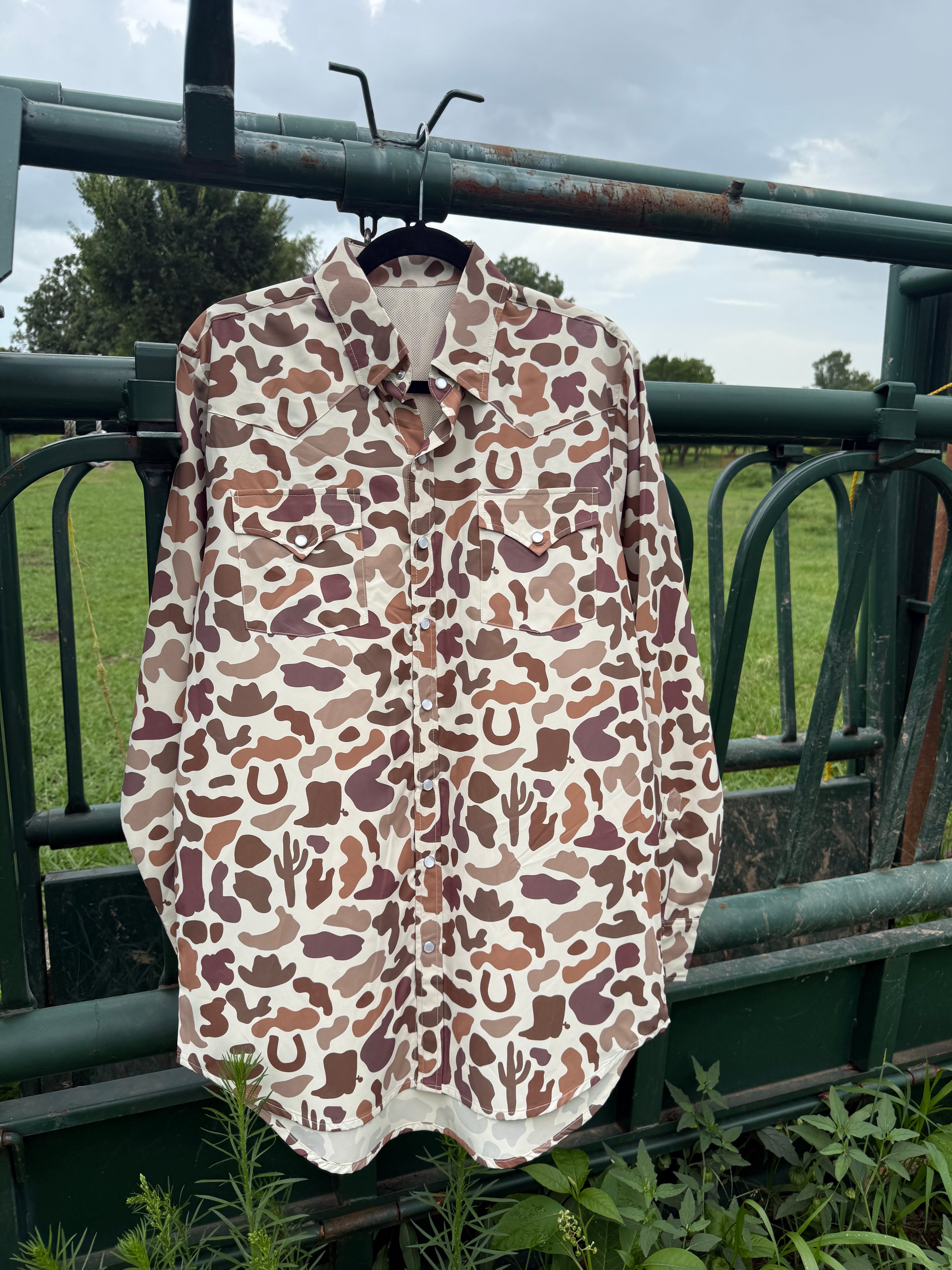 Western Camo - Mens Performance LS Pearl Snap