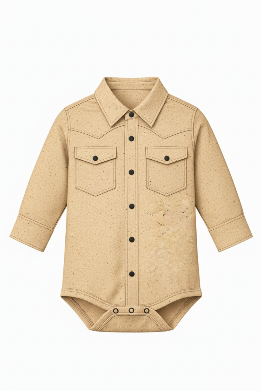 Taupe Speckle -  Infant Performance LS Pearl Snap Onsie (6PCS)