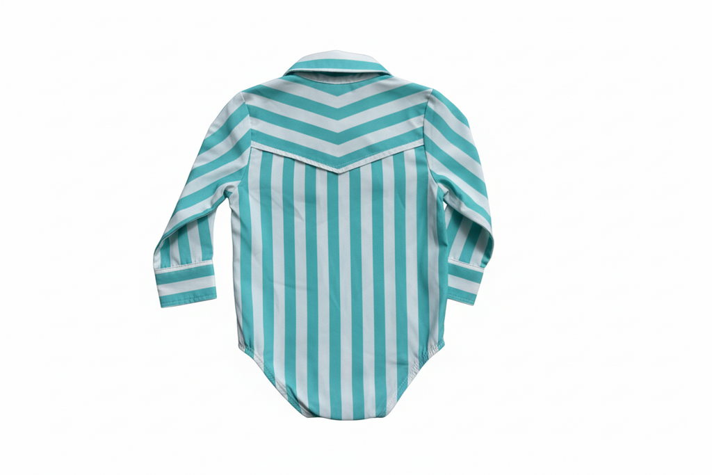 Turq & Wht - Infant Performance LS Pearl Snap Onsie (6PCS)