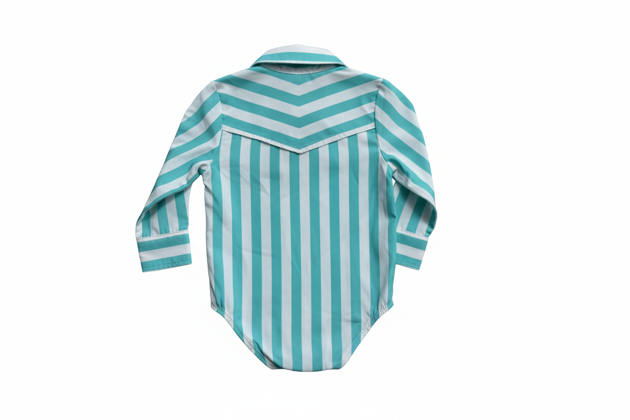 Turq & Wht - Infant Performance LS Pearl Snap Onsie (6PCS)